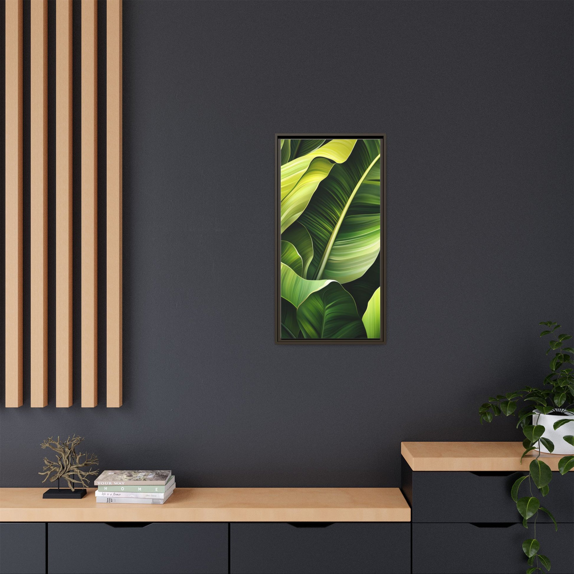 Framed Matte Canvas Tropical Leaf