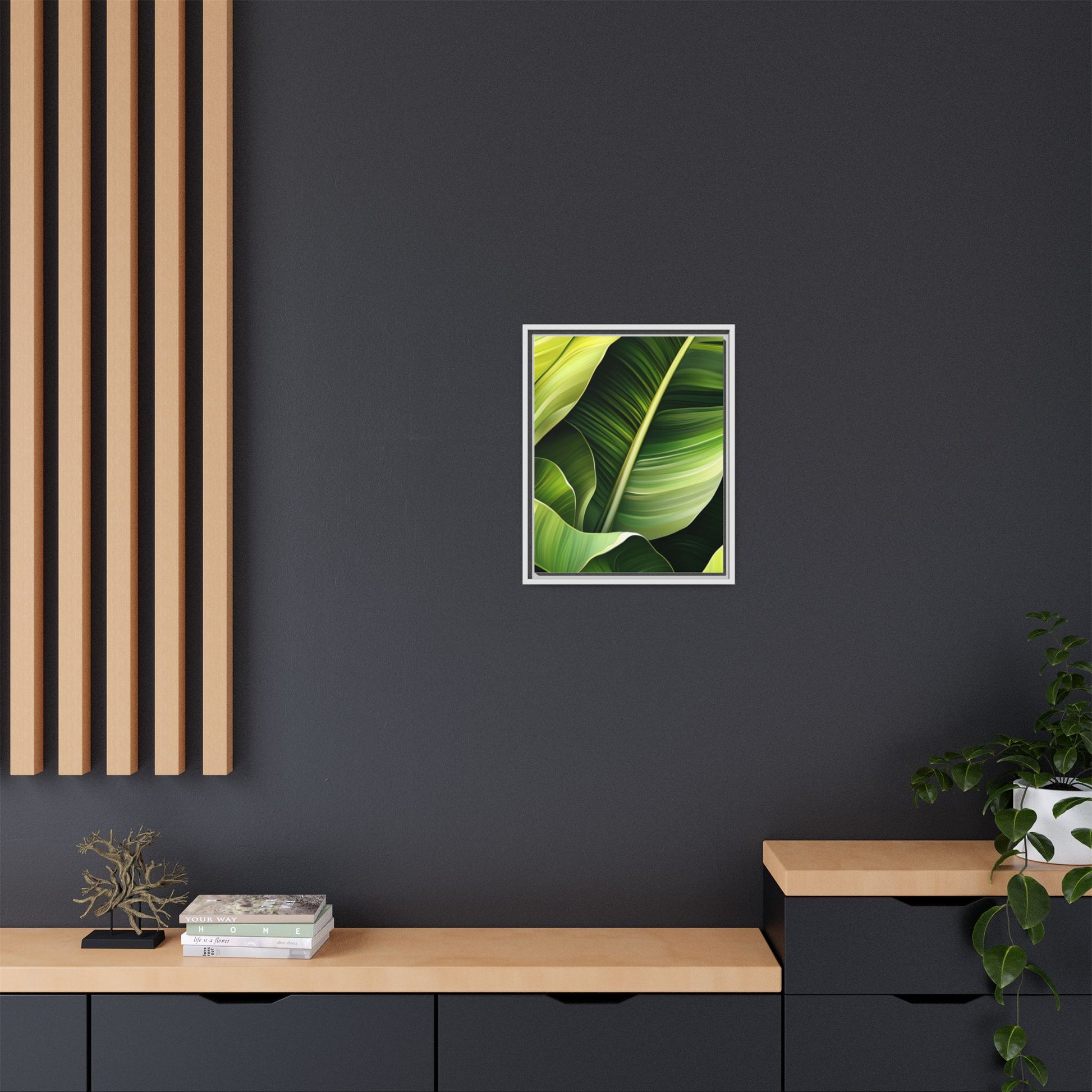 Framed Matte Canvas Tropical Leaf