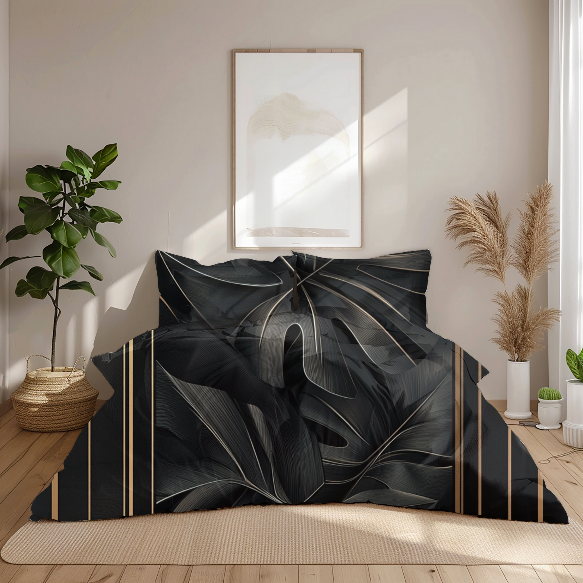 "Midnight Monstera" Sateen Duvet