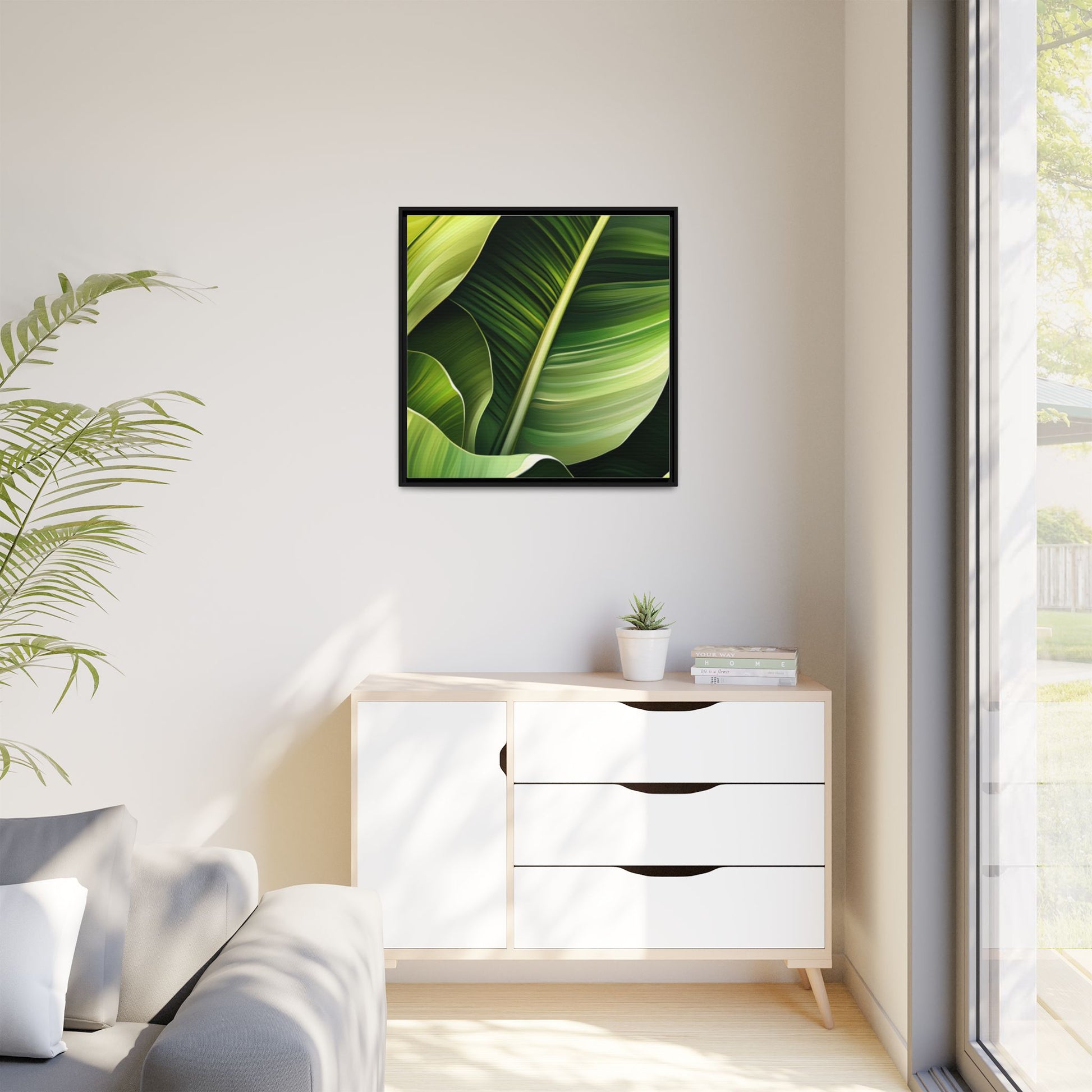 Framed Matte Canvas Tropical Leaf