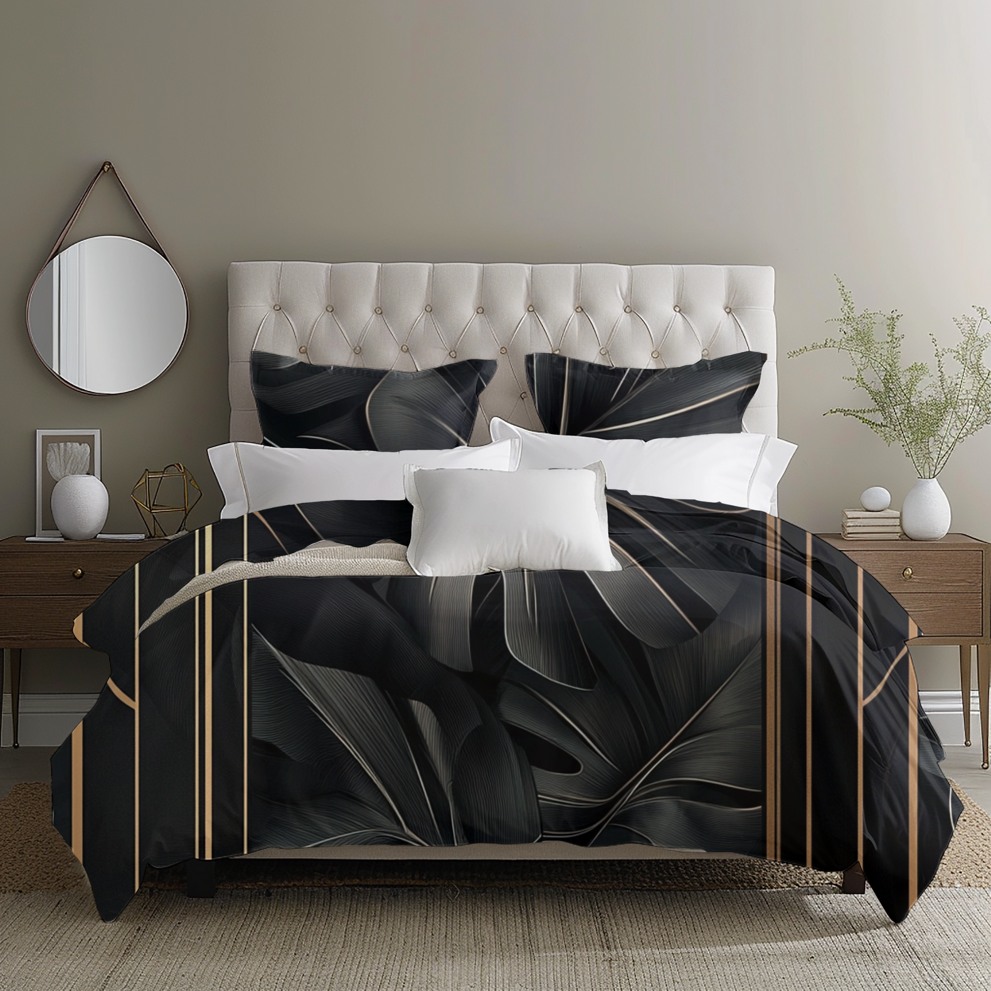 "Midnight Monstera" Sateen Duvet