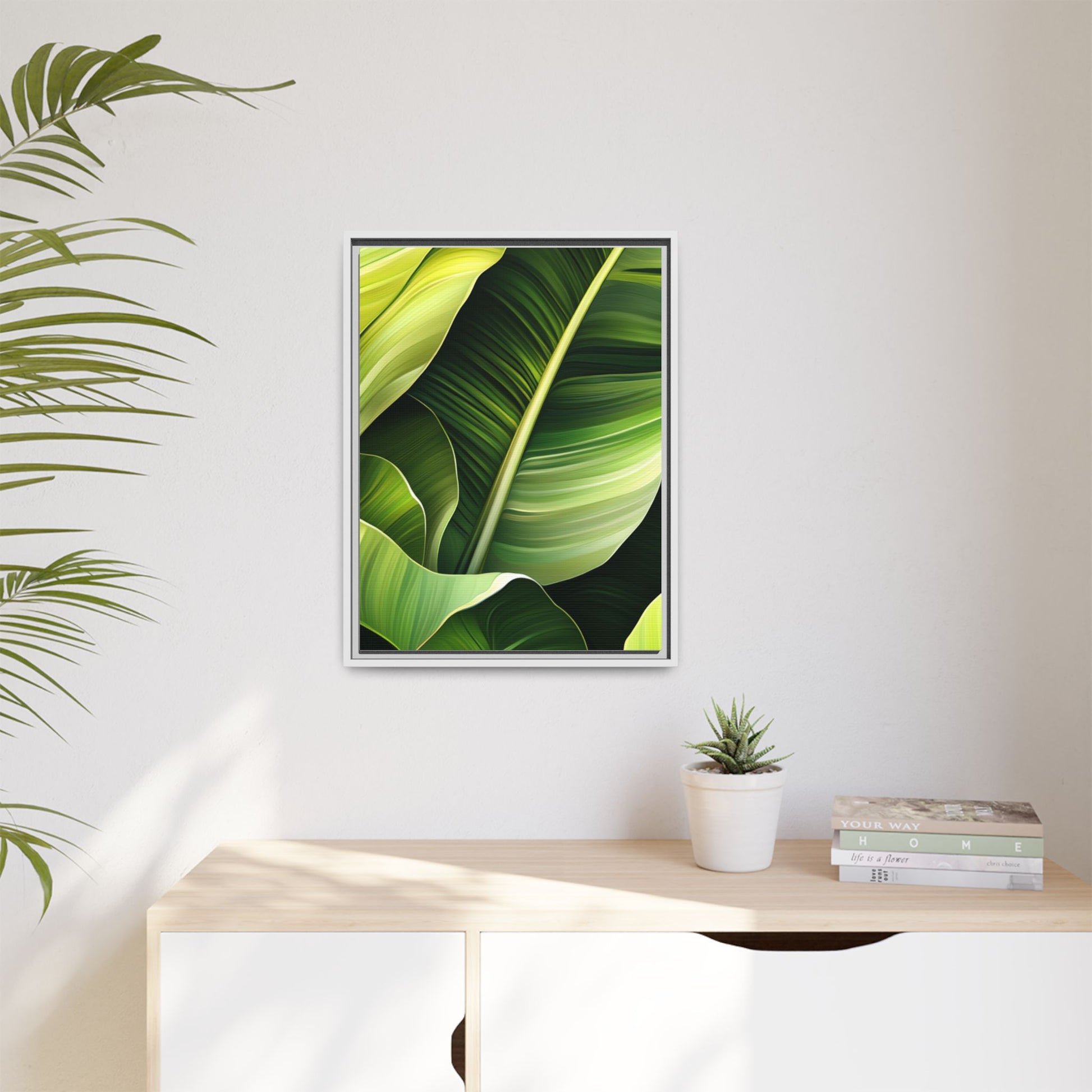 Framed Matte Canvas Tropical Leaf