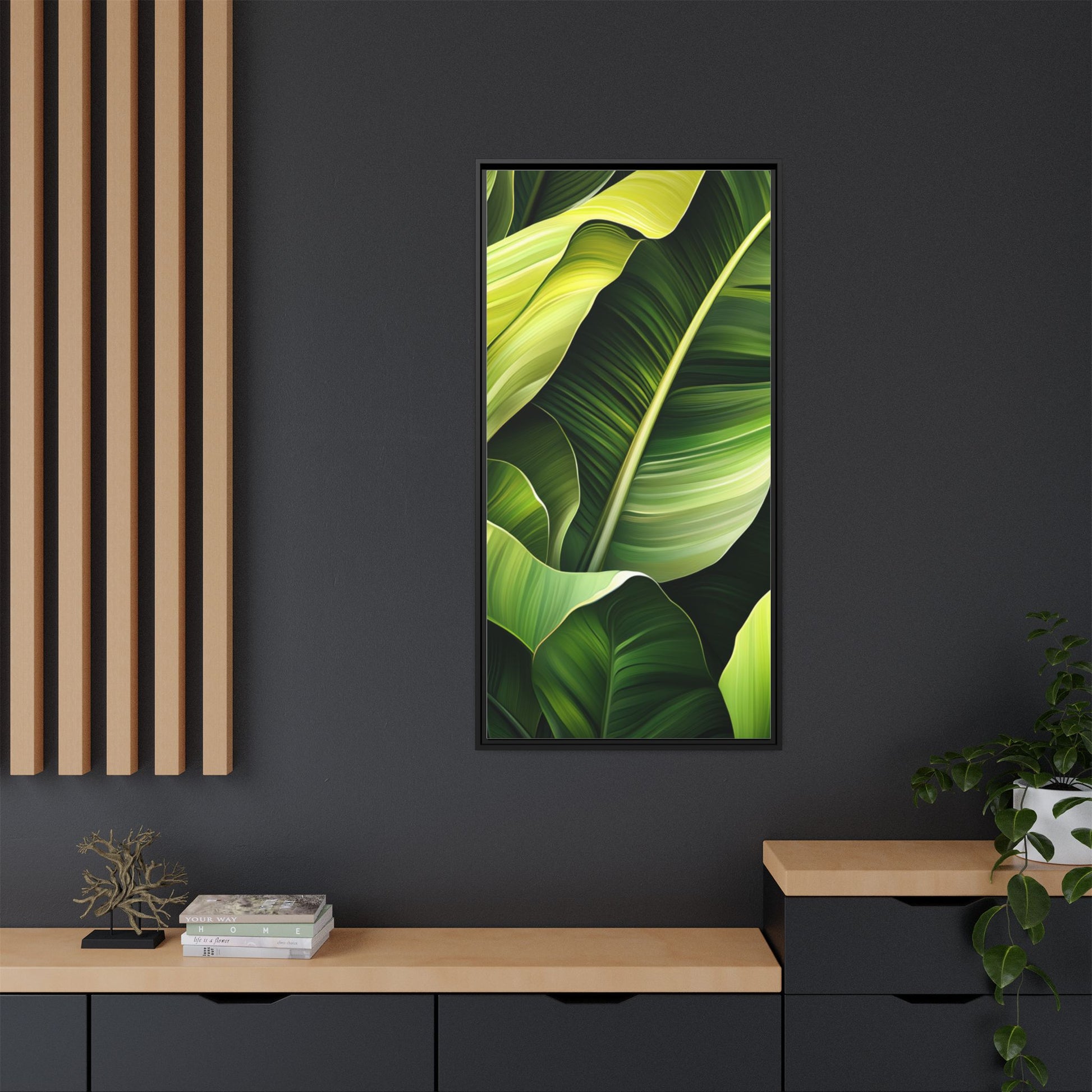 Framed Matte Canvas Tropical Leaf