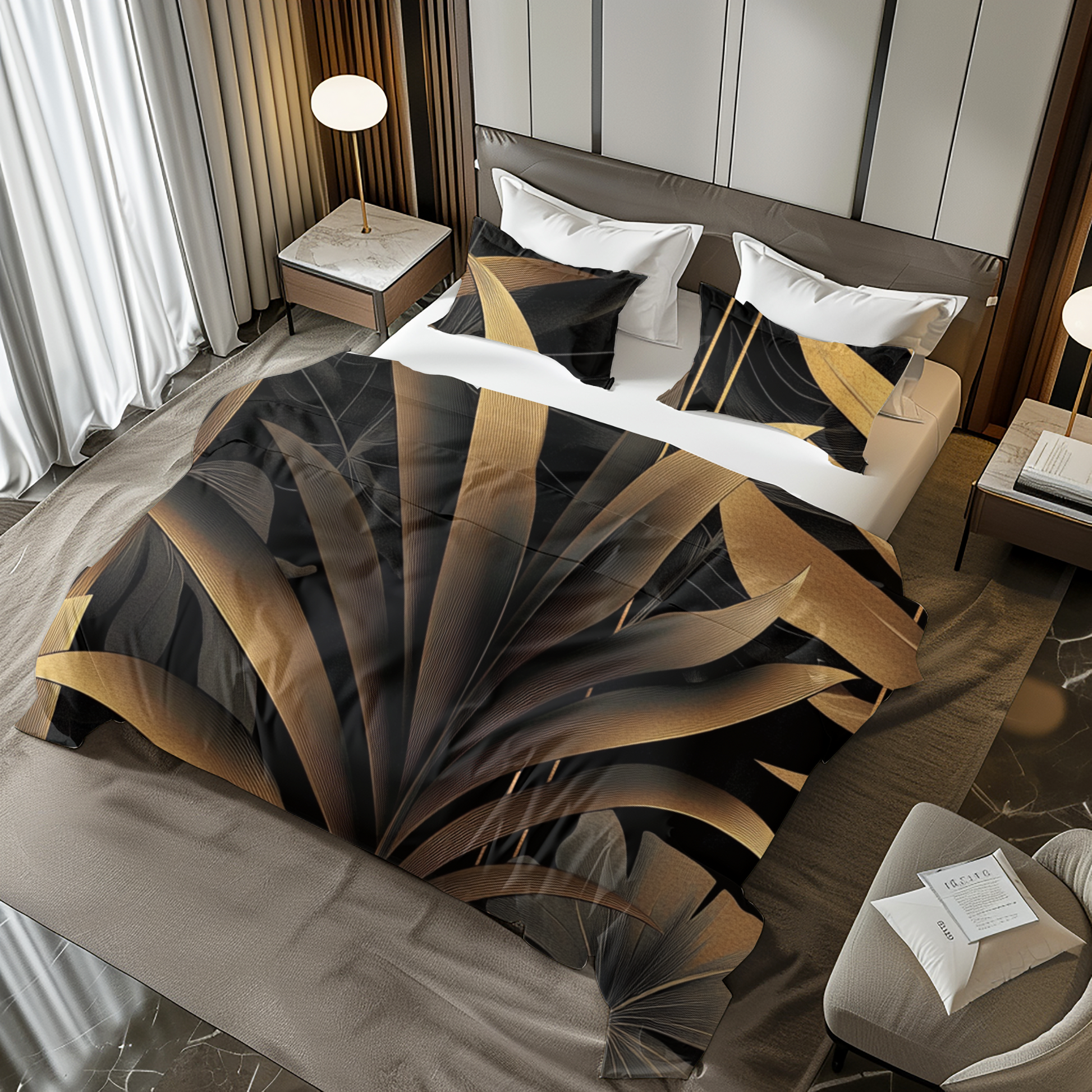 "Chocolate Stems" Sateen Duvet