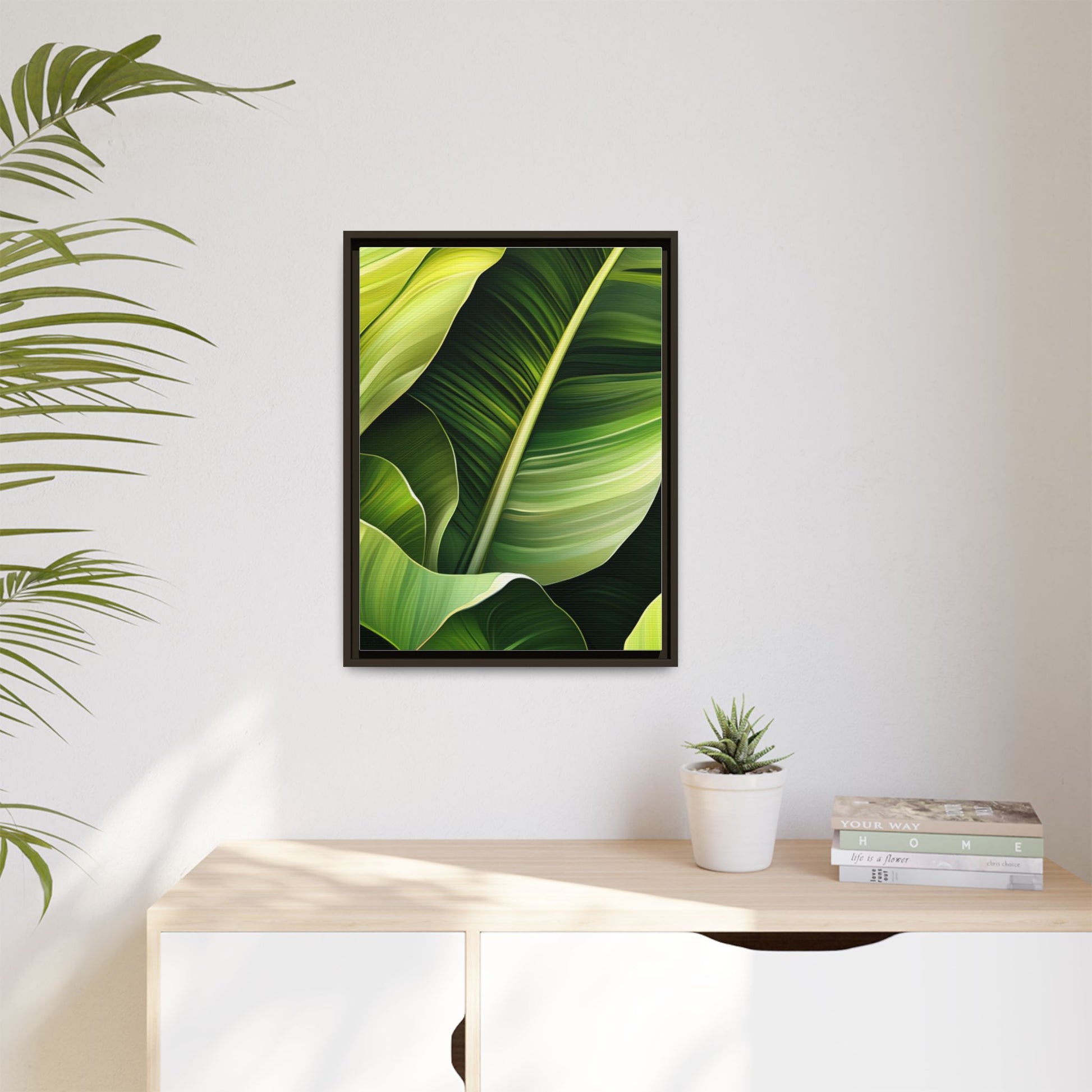 Framed Matte Canvas Tropical Leaf