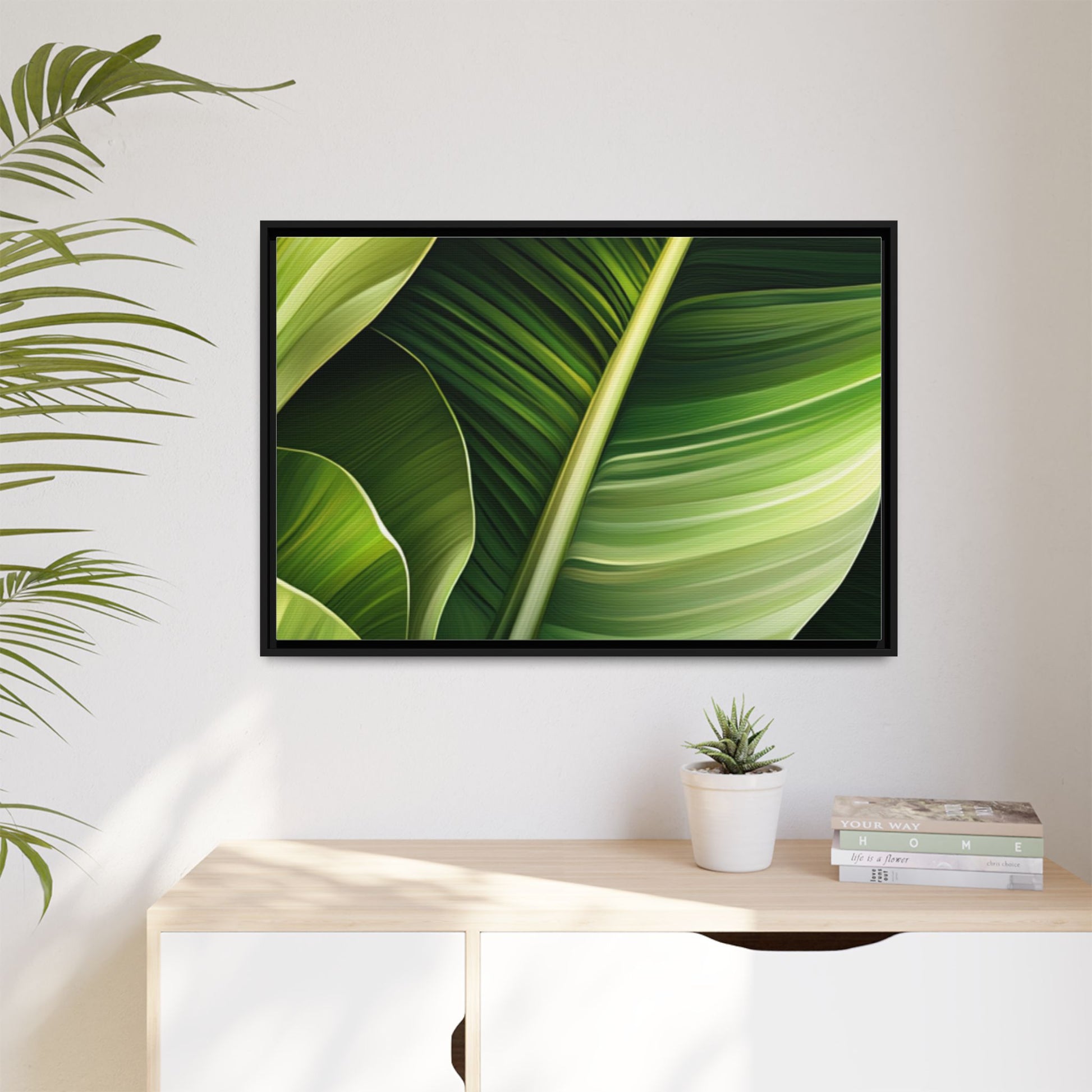 Framed Matte Canvas Tropical Leaf