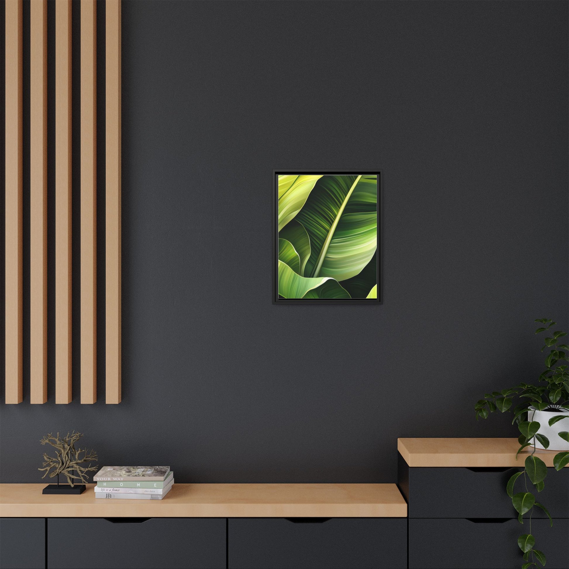 Framed Matte Canvas Tropical Leaf