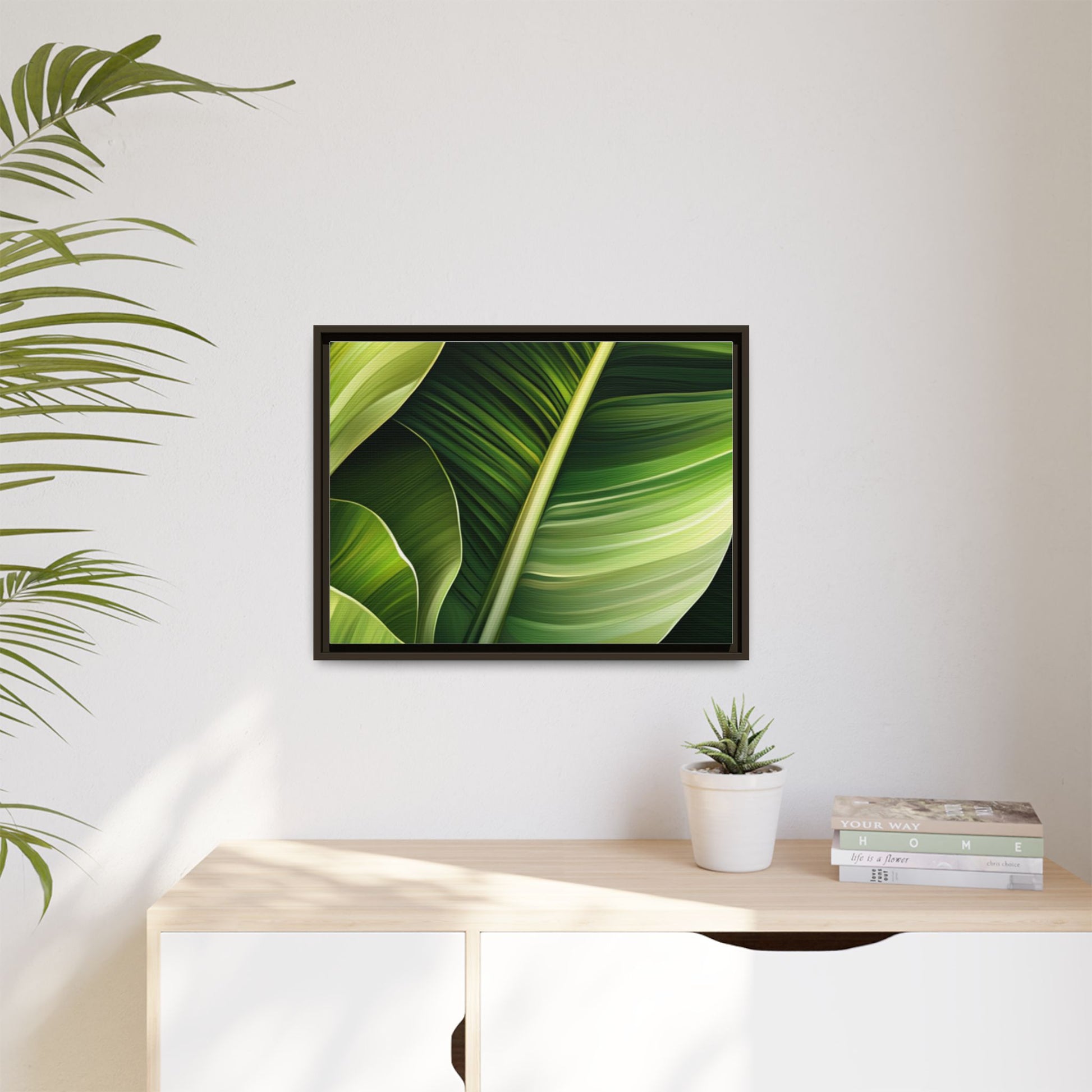 Framed Matte Canvas Tropical Leaf