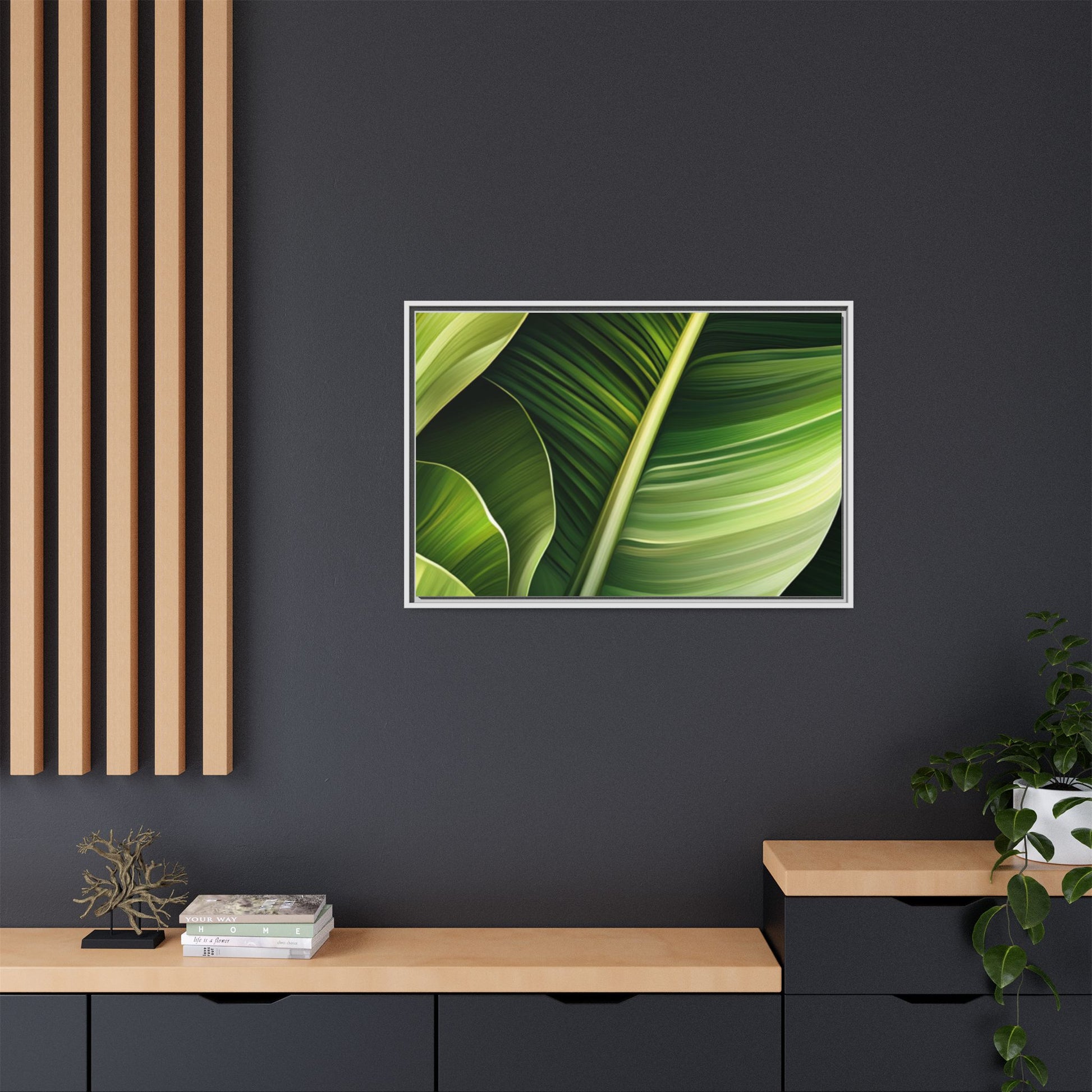 Framed Matte Canvas Tropical Leaf