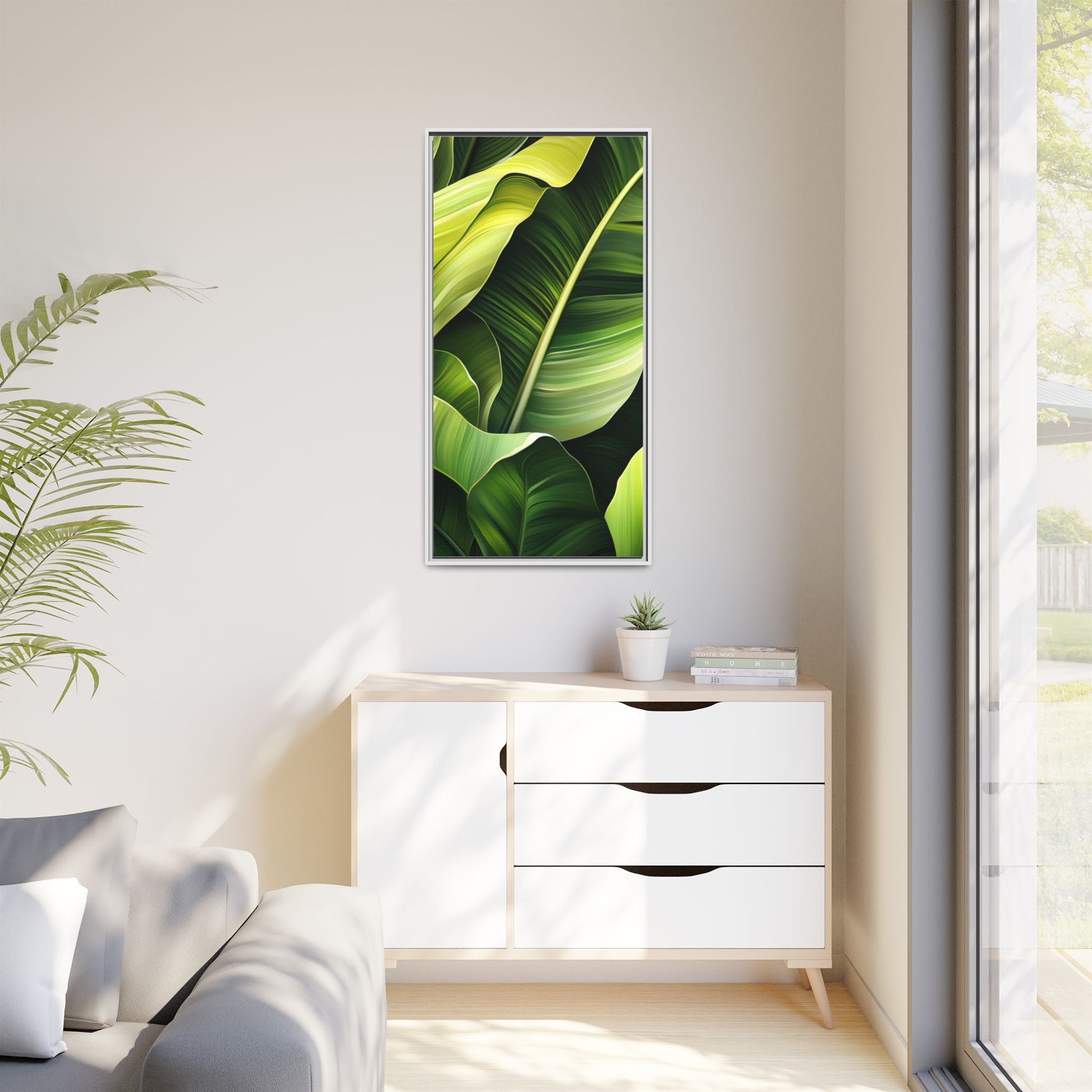 Framed Matte Canvas Tropical Leaf