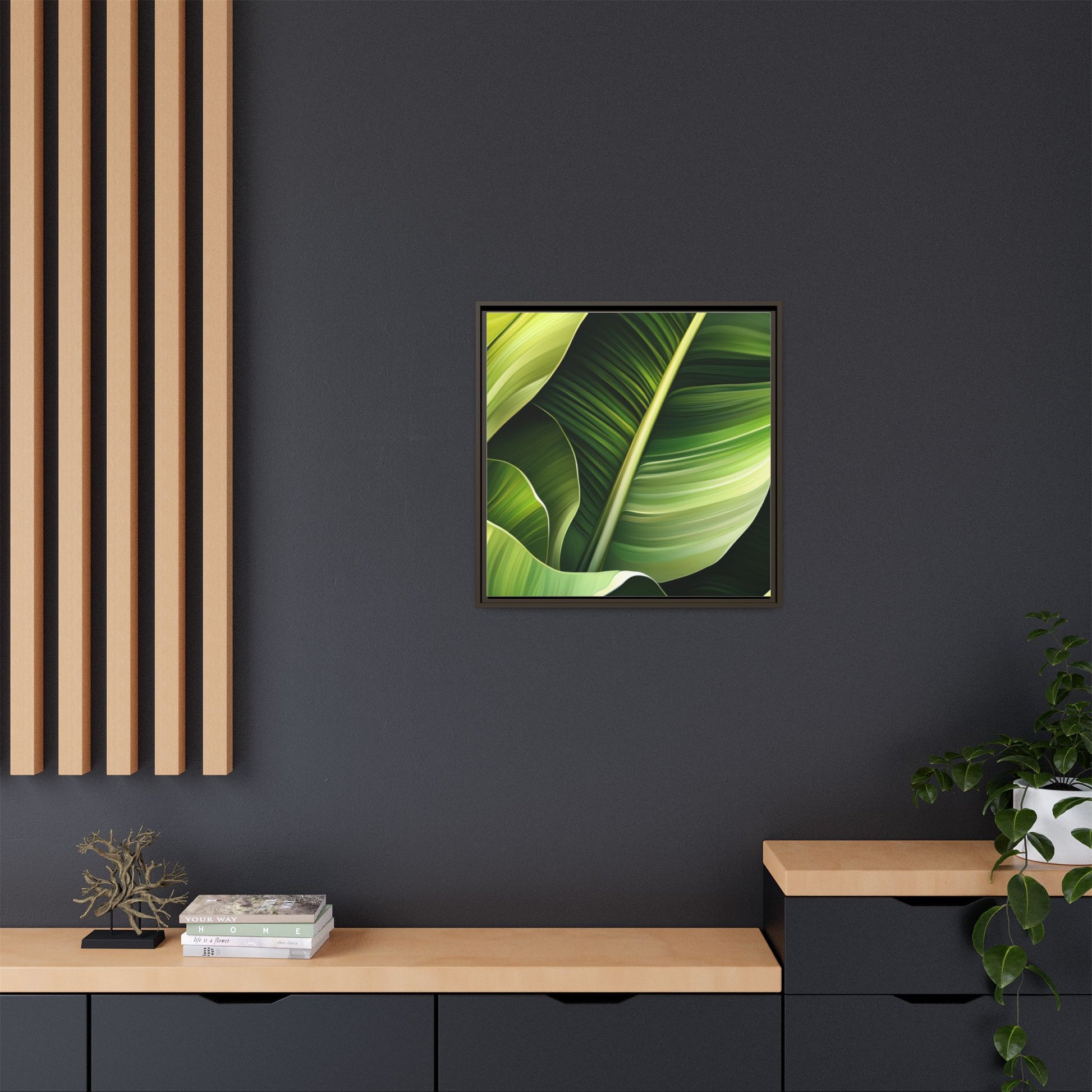 Framed Matte Canvas Tropical Leaf