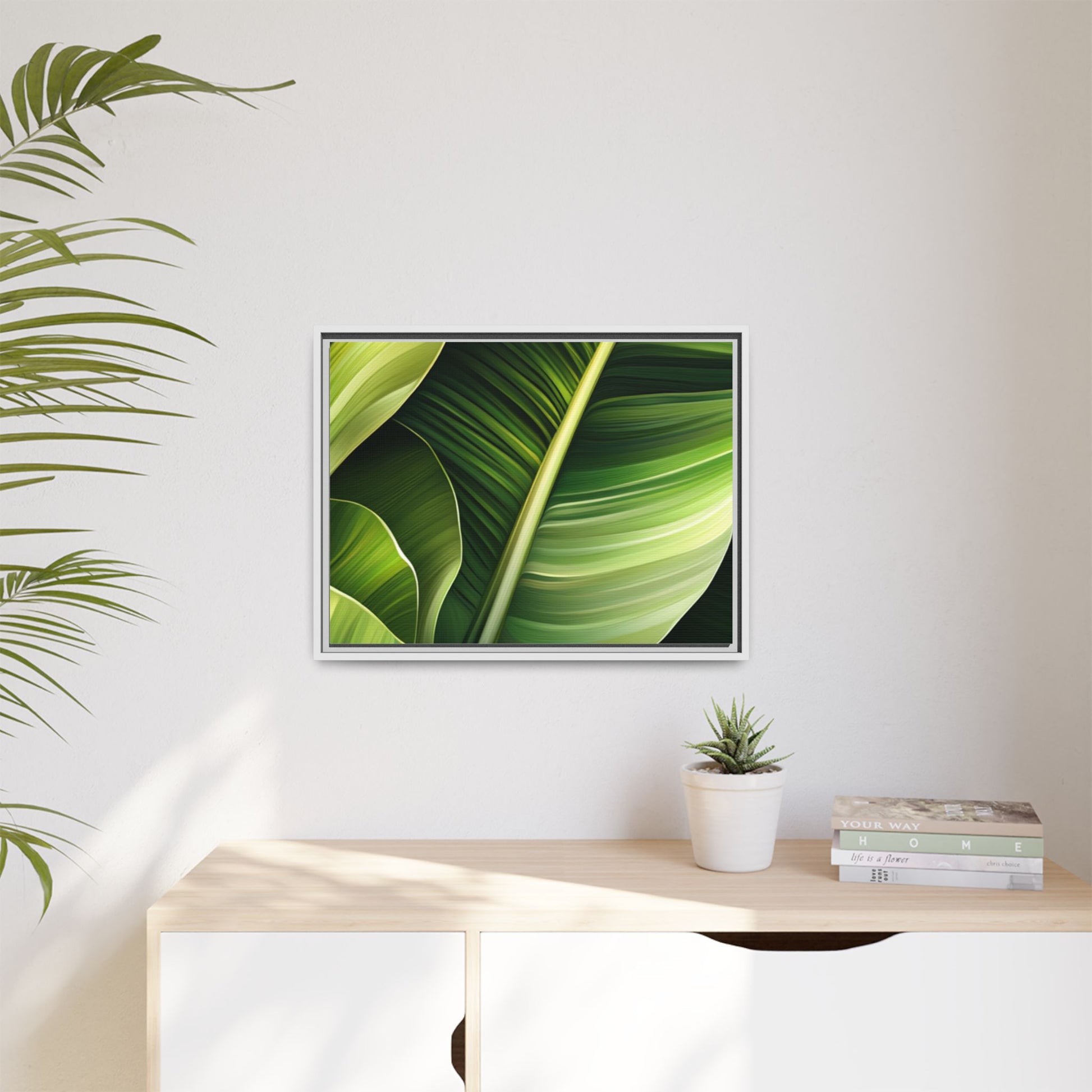 Framed Matte Canvas Tropical Leaf