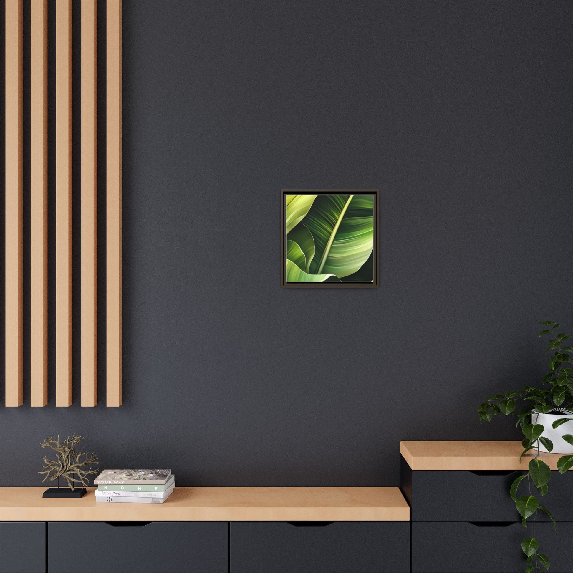 Framed Matte Canvas Tropical Leaf