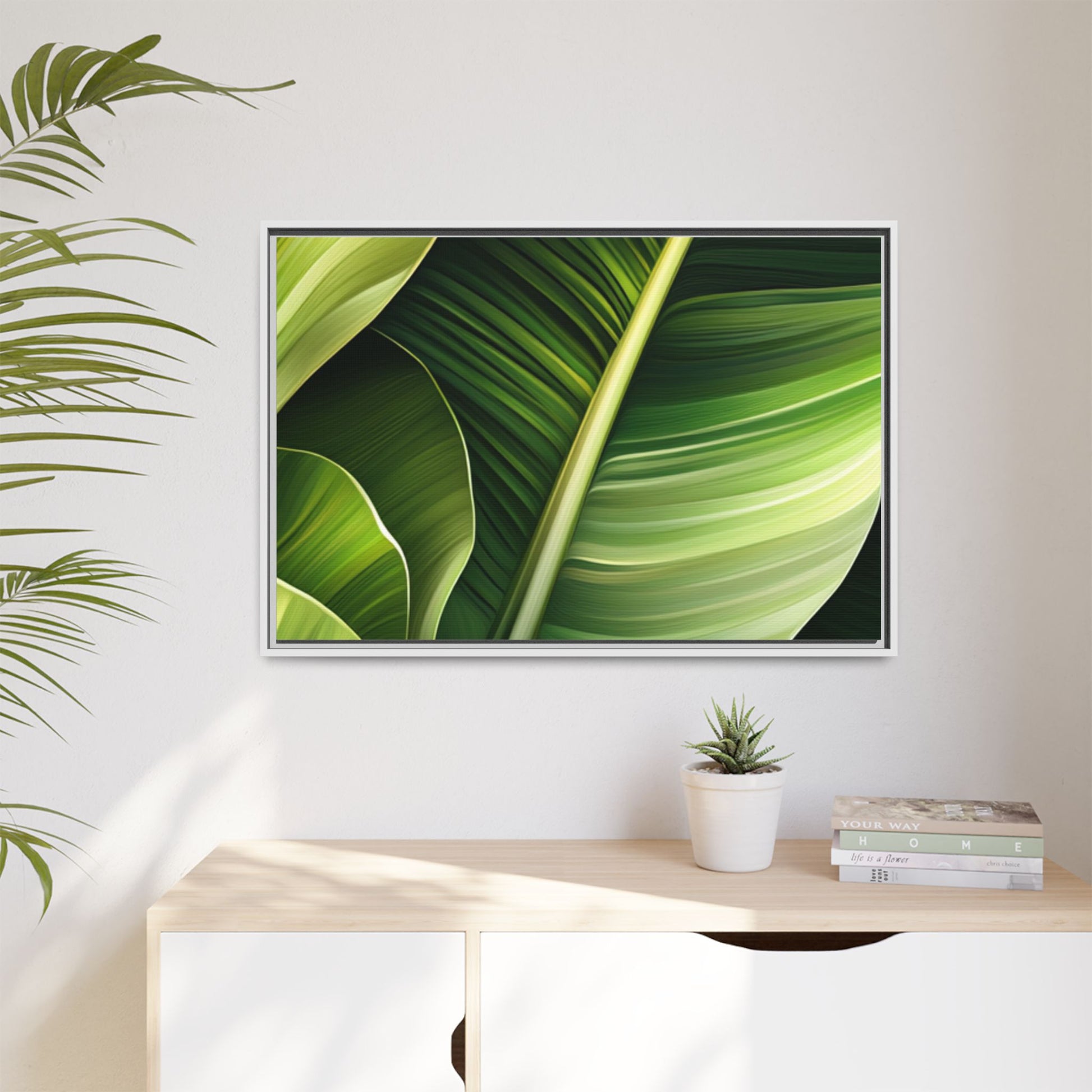Framed Matte Canvas Tropical Leaf