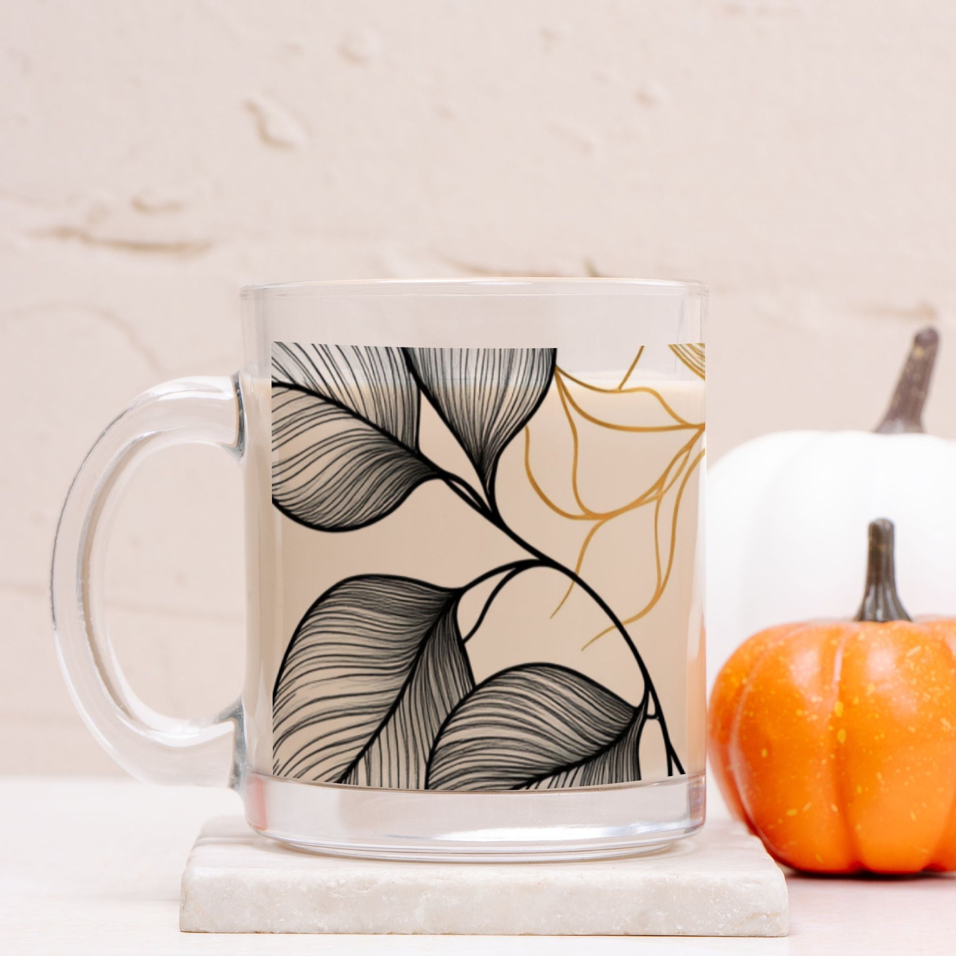 "Sophisticated Fronds" Glass Mug