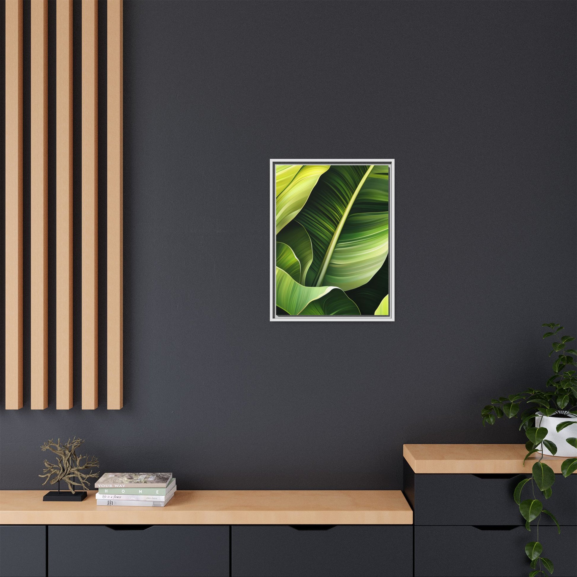 Framed Matte Canvas Tropical Leaf