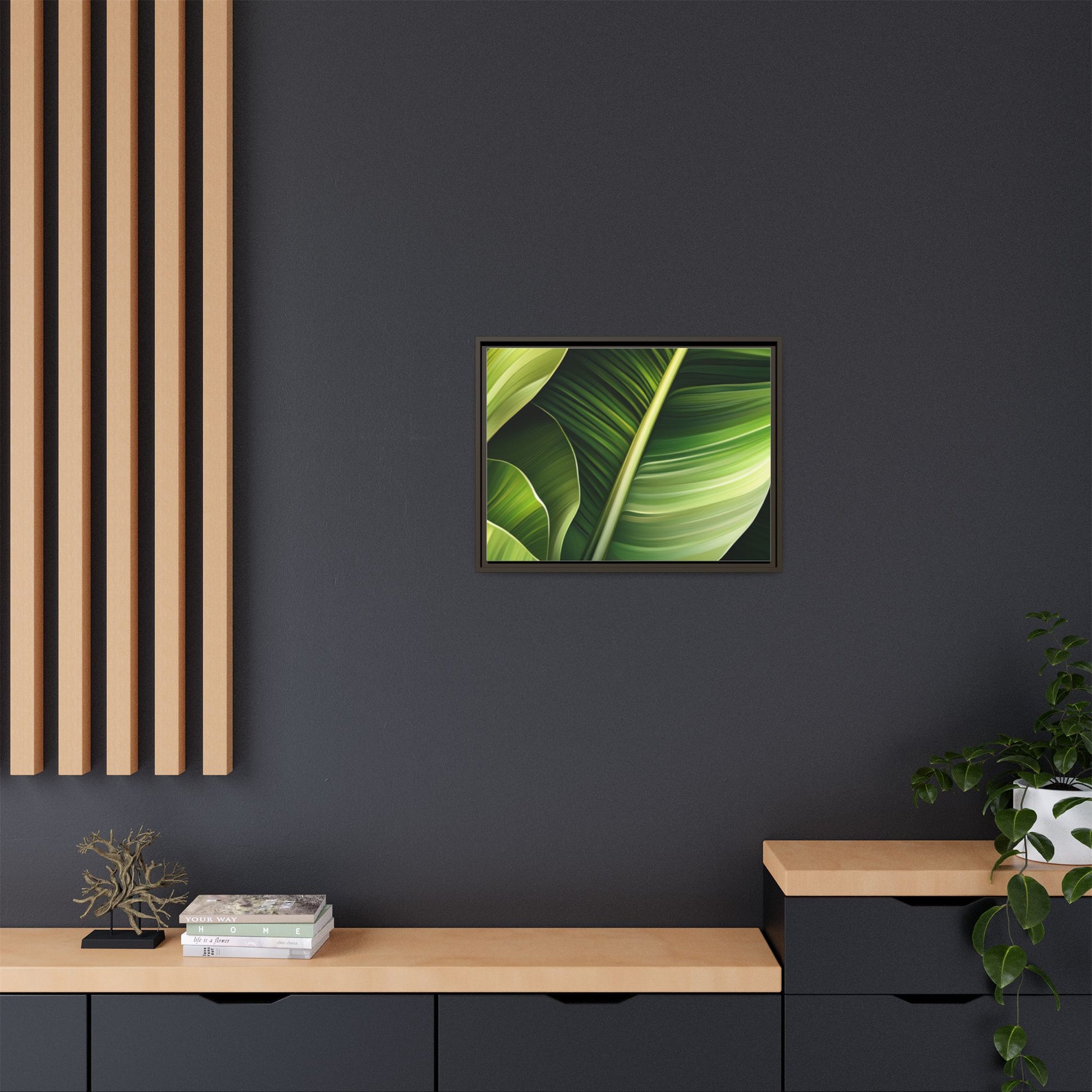 Framed Matte Canvas Tropical Leaf