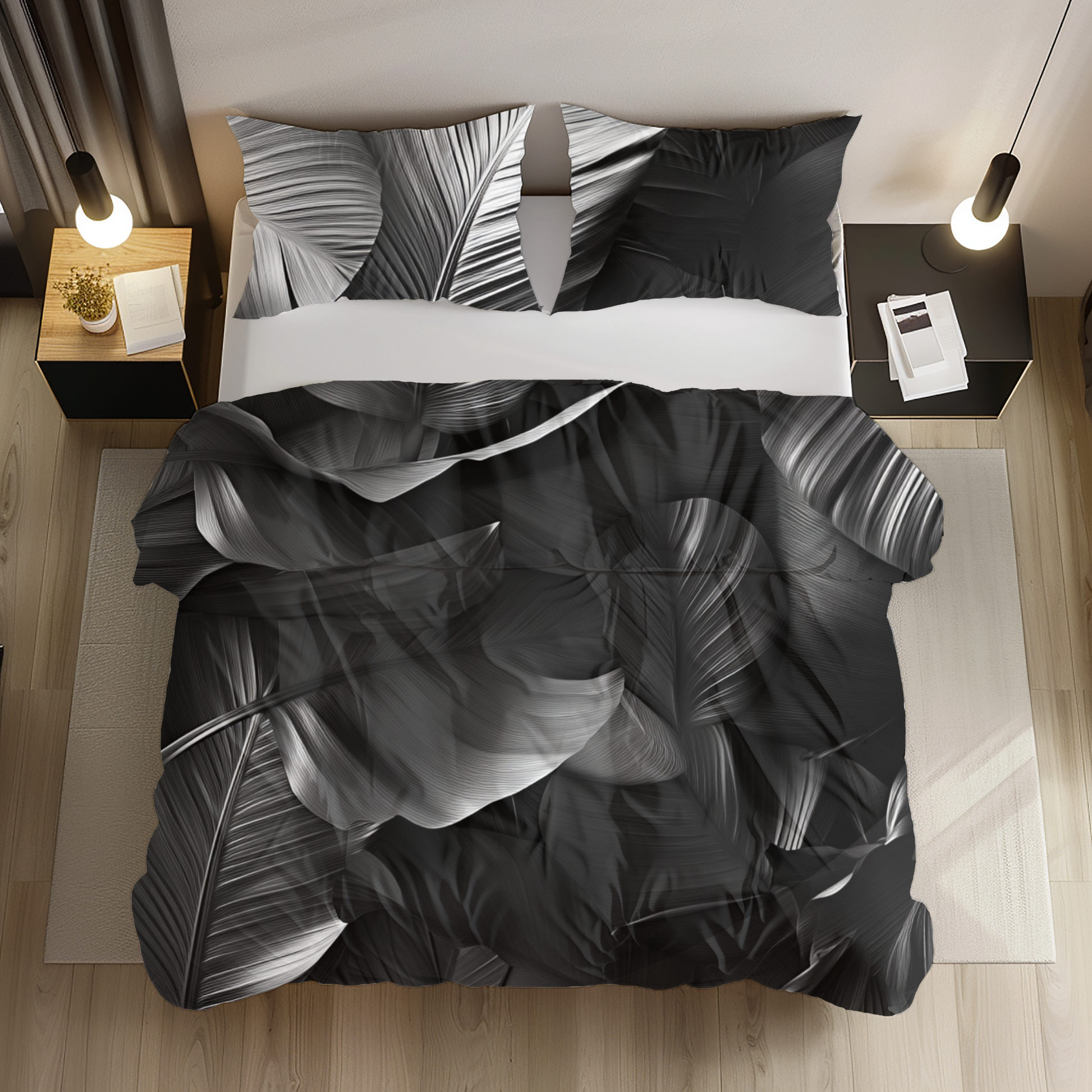 "Moonlight Leaves" Sateen Duvet