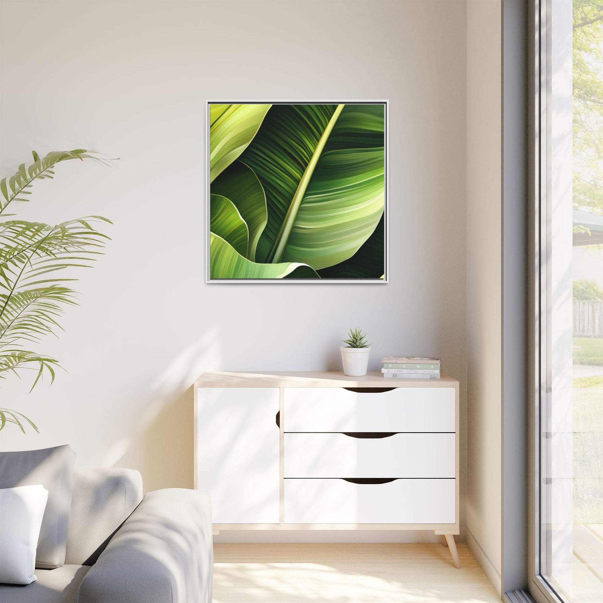 Framed Matte Canvas Tropical Leaf