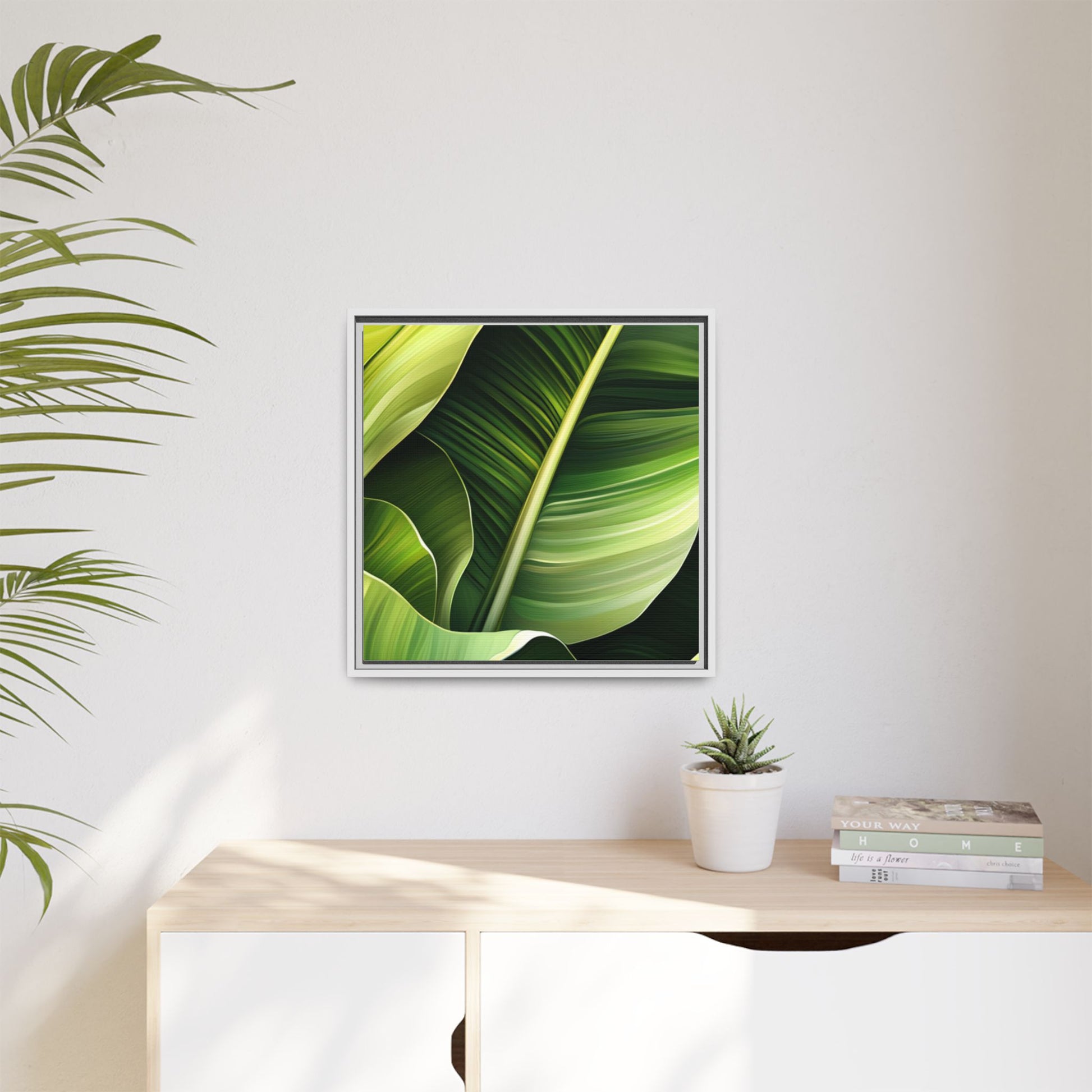 Framed Matte Canvas Tropical Leaf