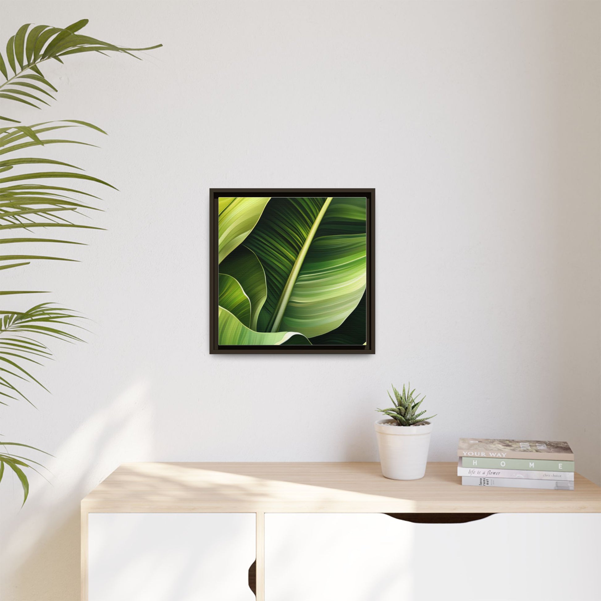 Framed Matte Canvas Tropical Leaf