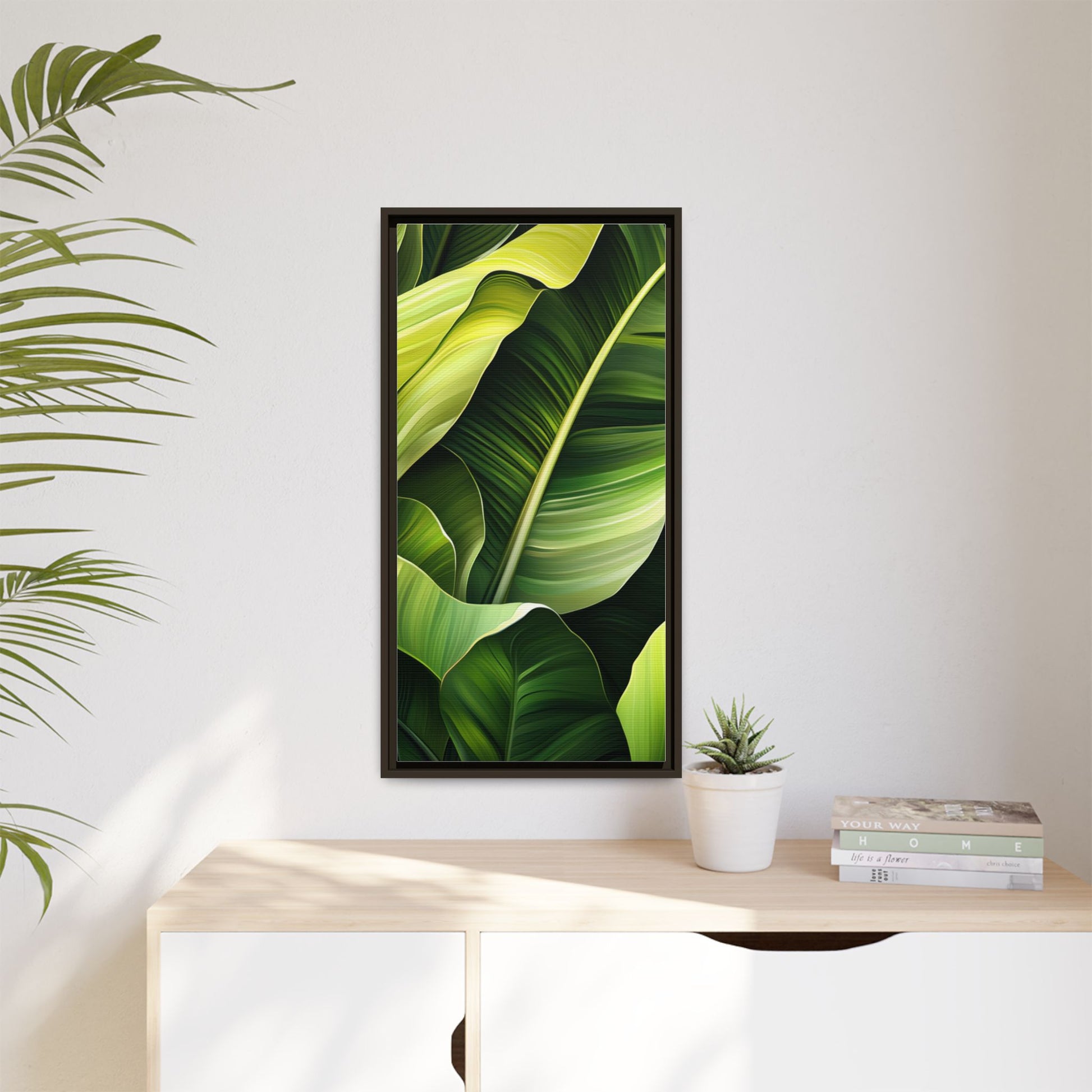 Framed Matte Canvas Tropical Leaf