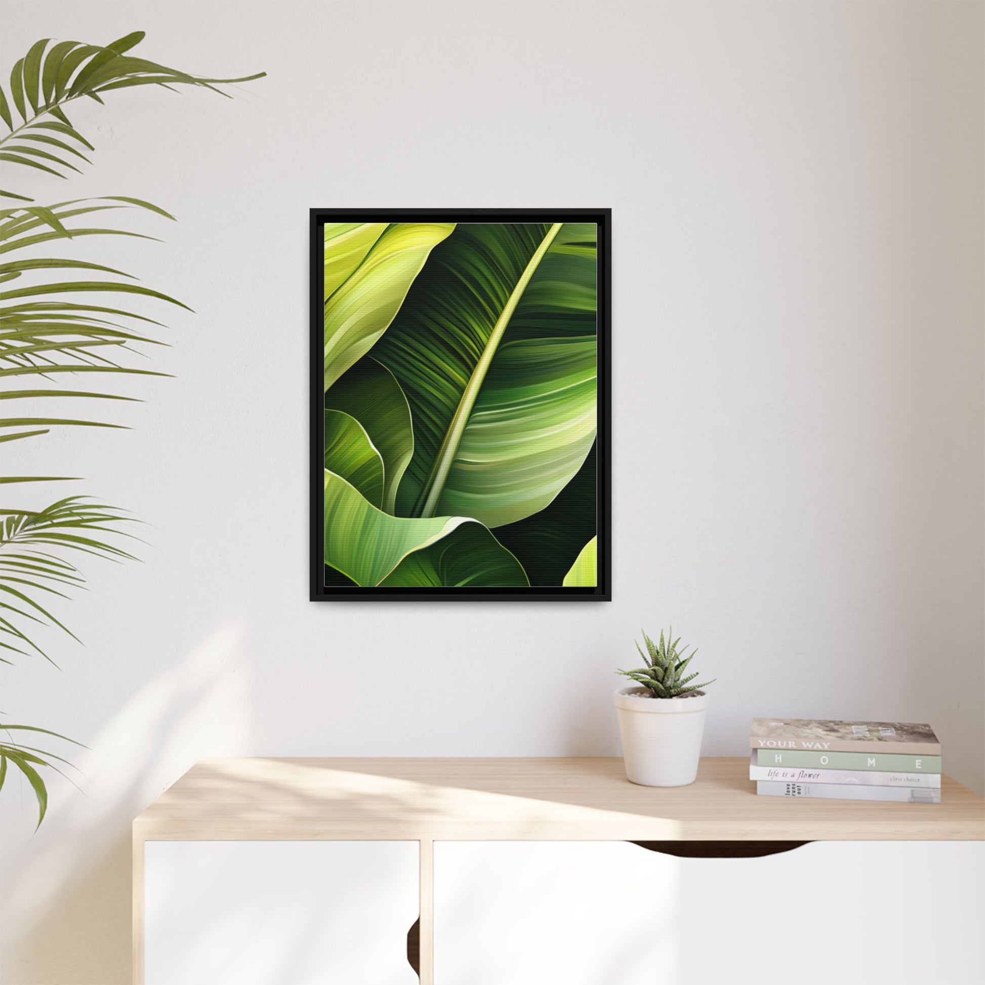 Framed Matte Canvas Tropical Leaf
