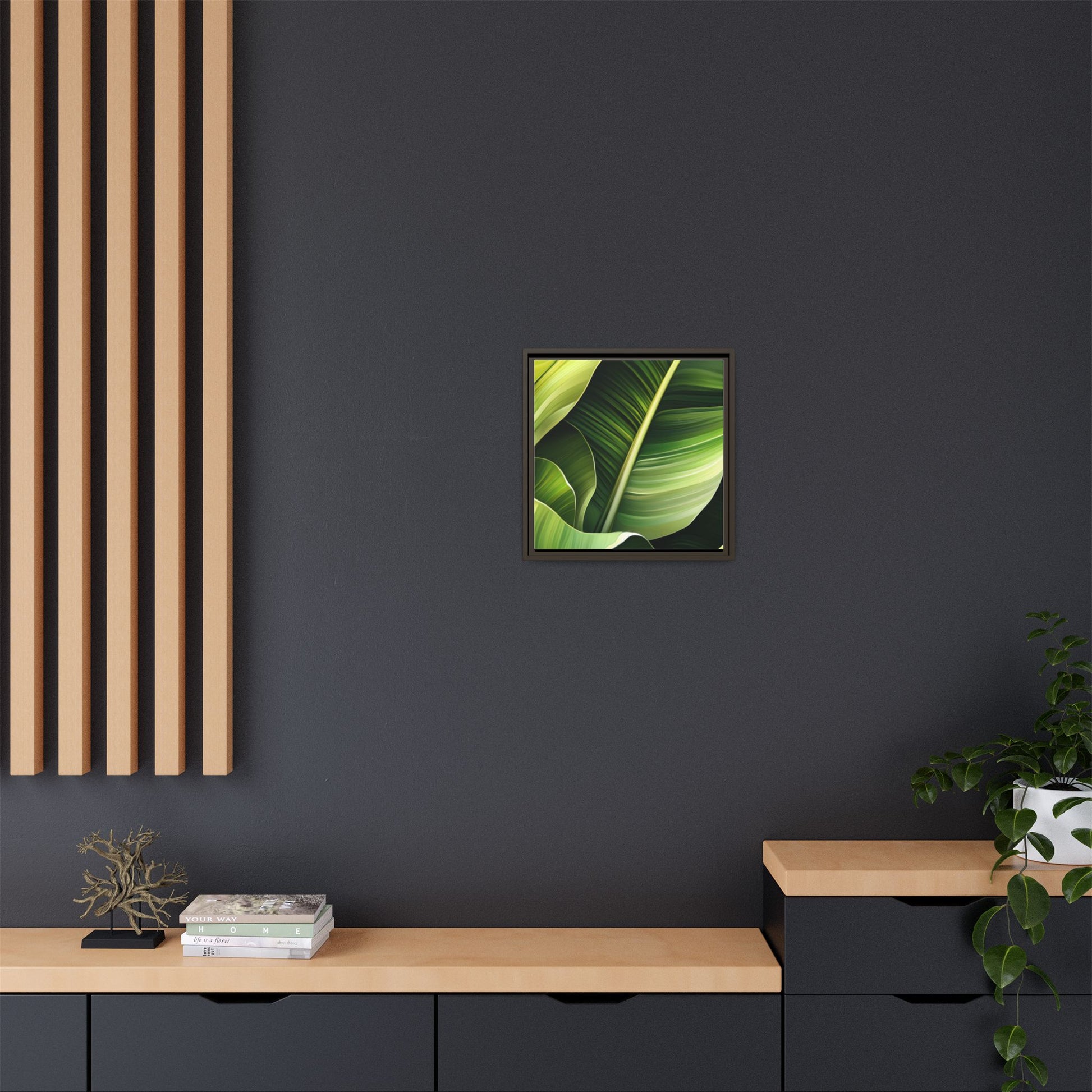 Framed Matte Canvas Tropical Leaf