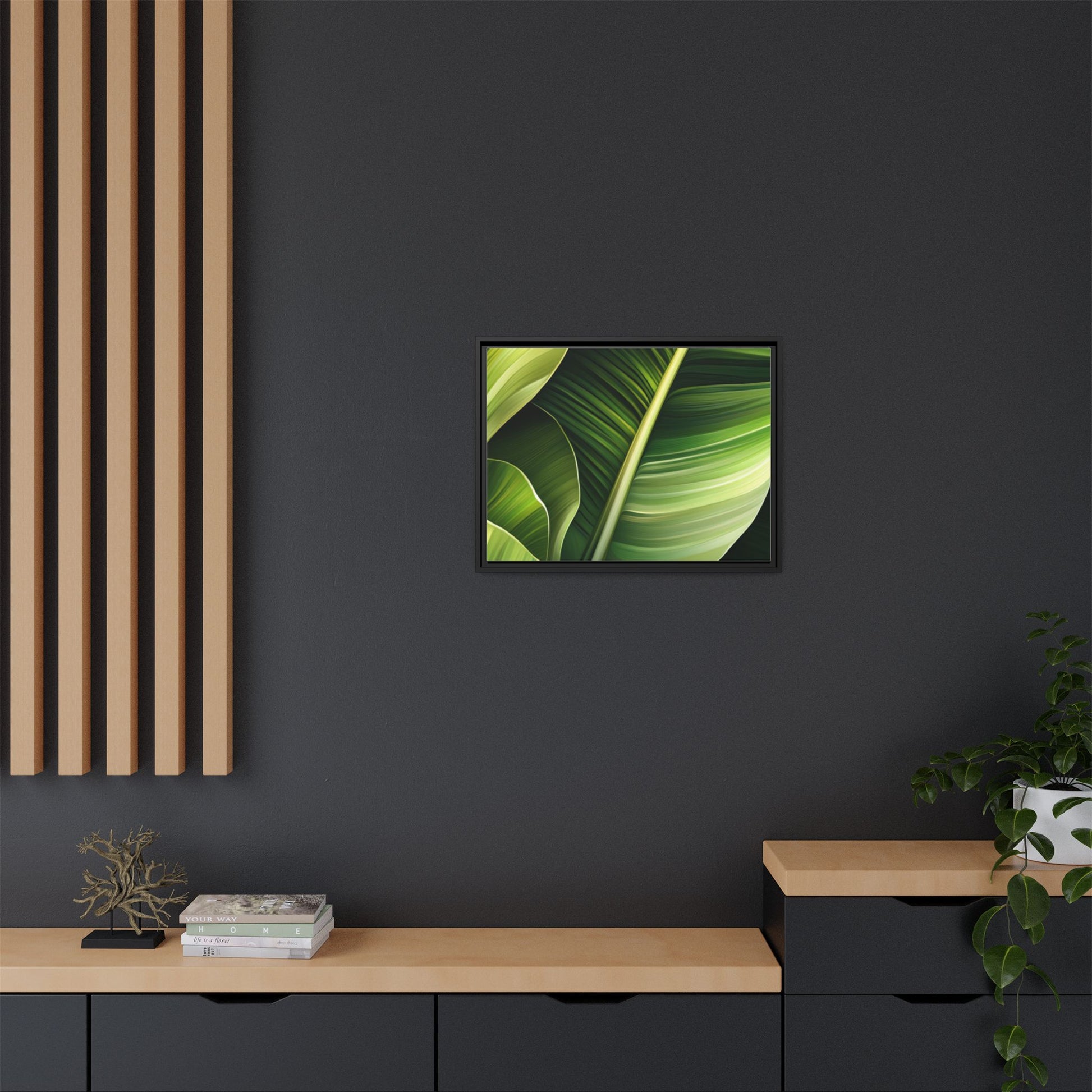Framed Matte Canvas Tropical Leaf