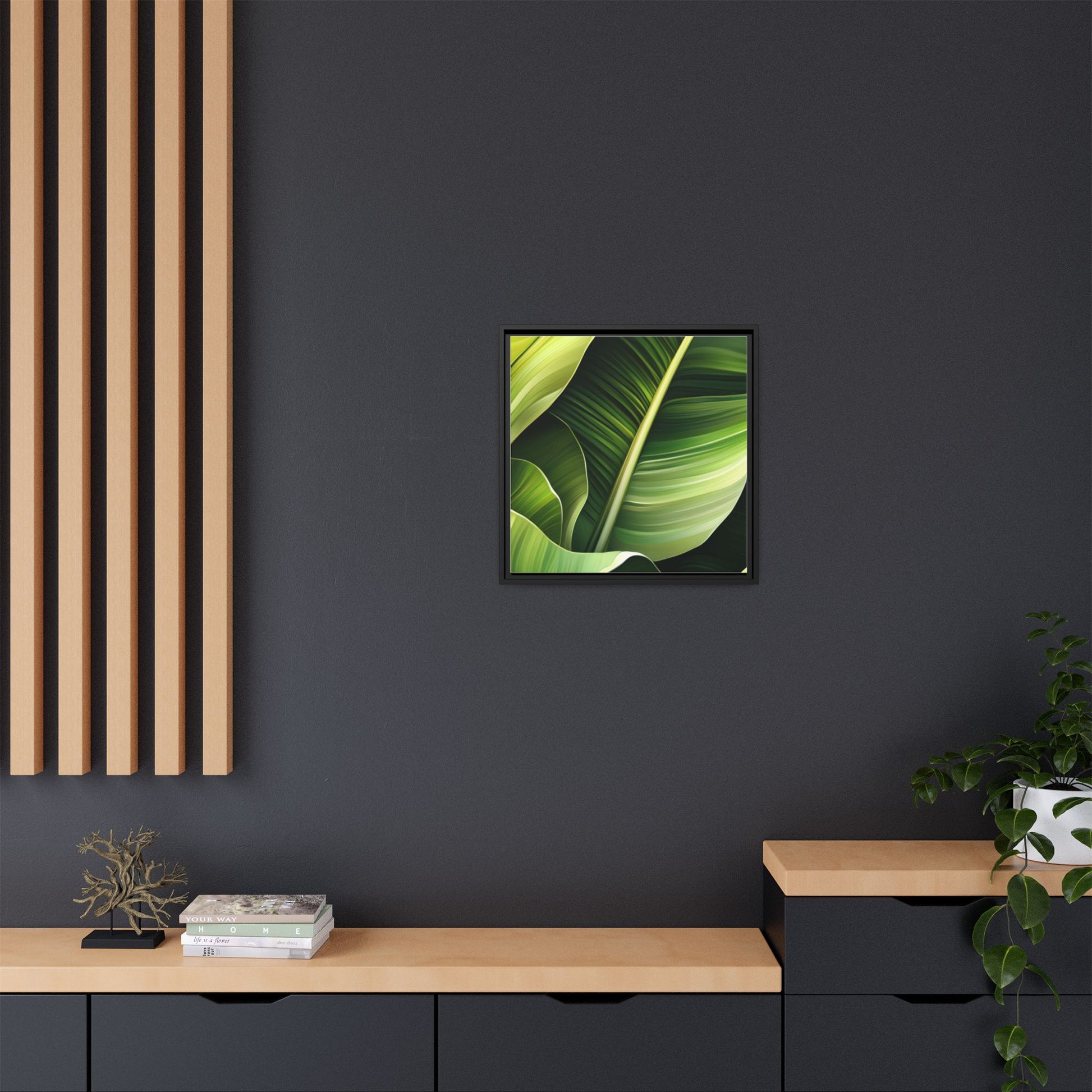 Framed Matte Canvas Tropical Leaf