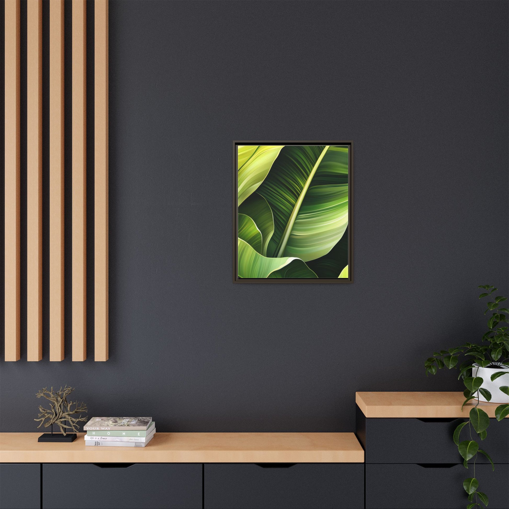 Framed Matte Canvas Tropical Leaf