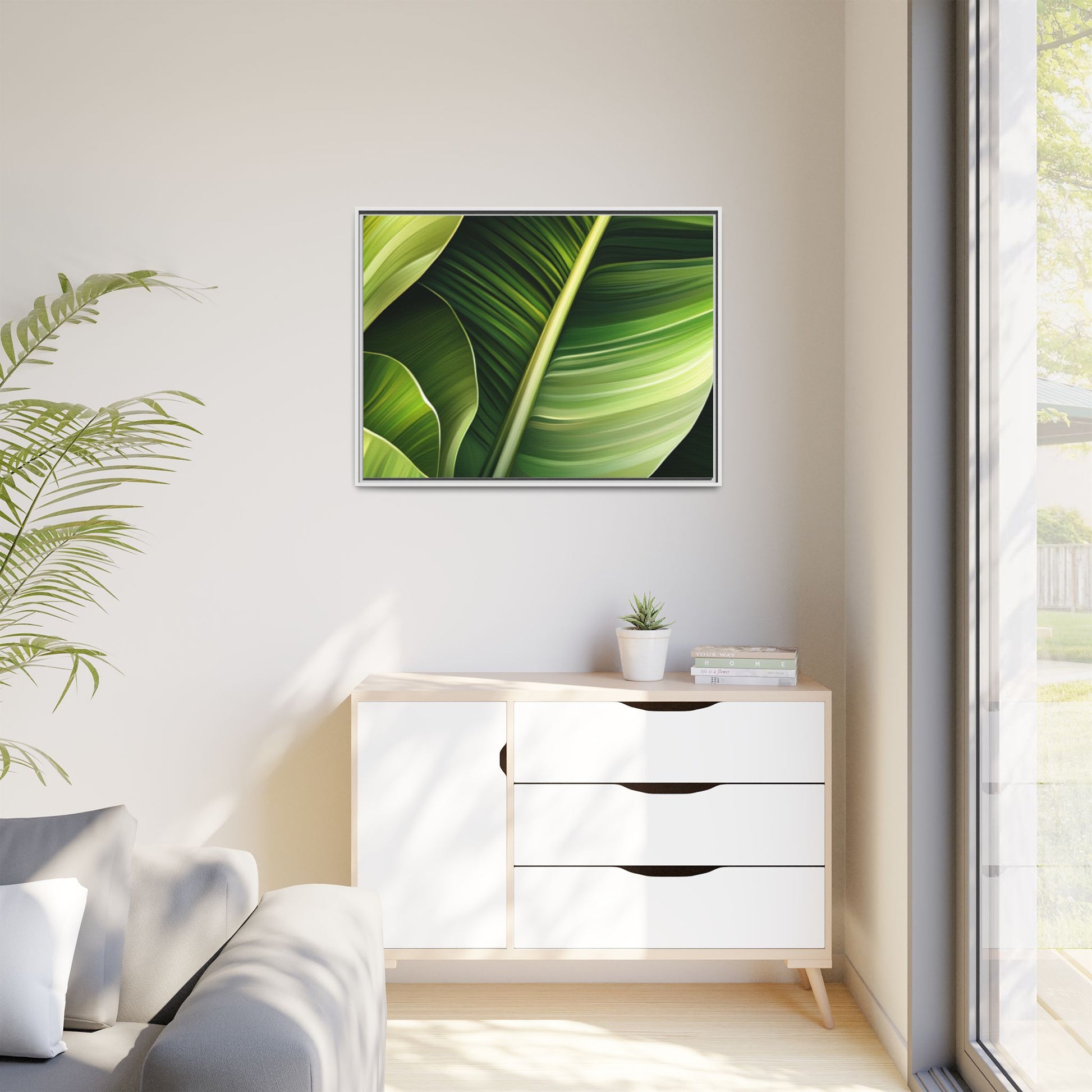 Framed Matte Canvas Tropical Leaf