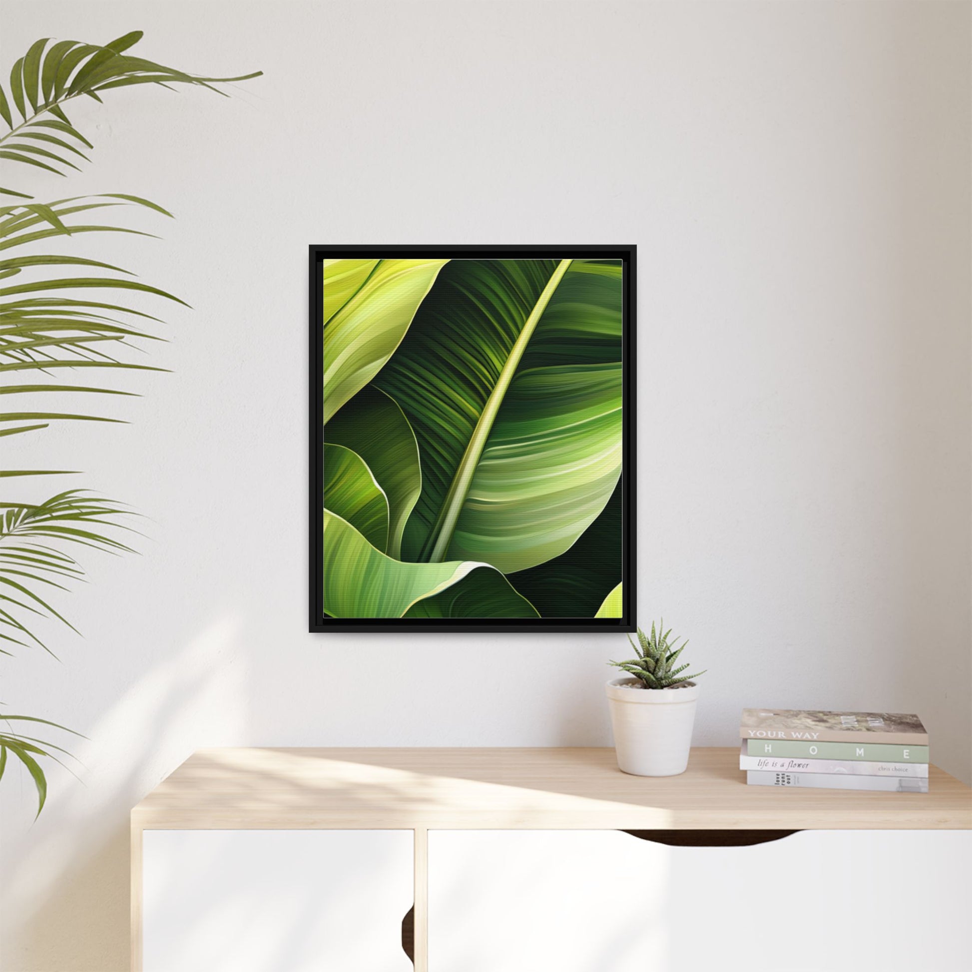 Framed Matte Canvas Tropical Leaf