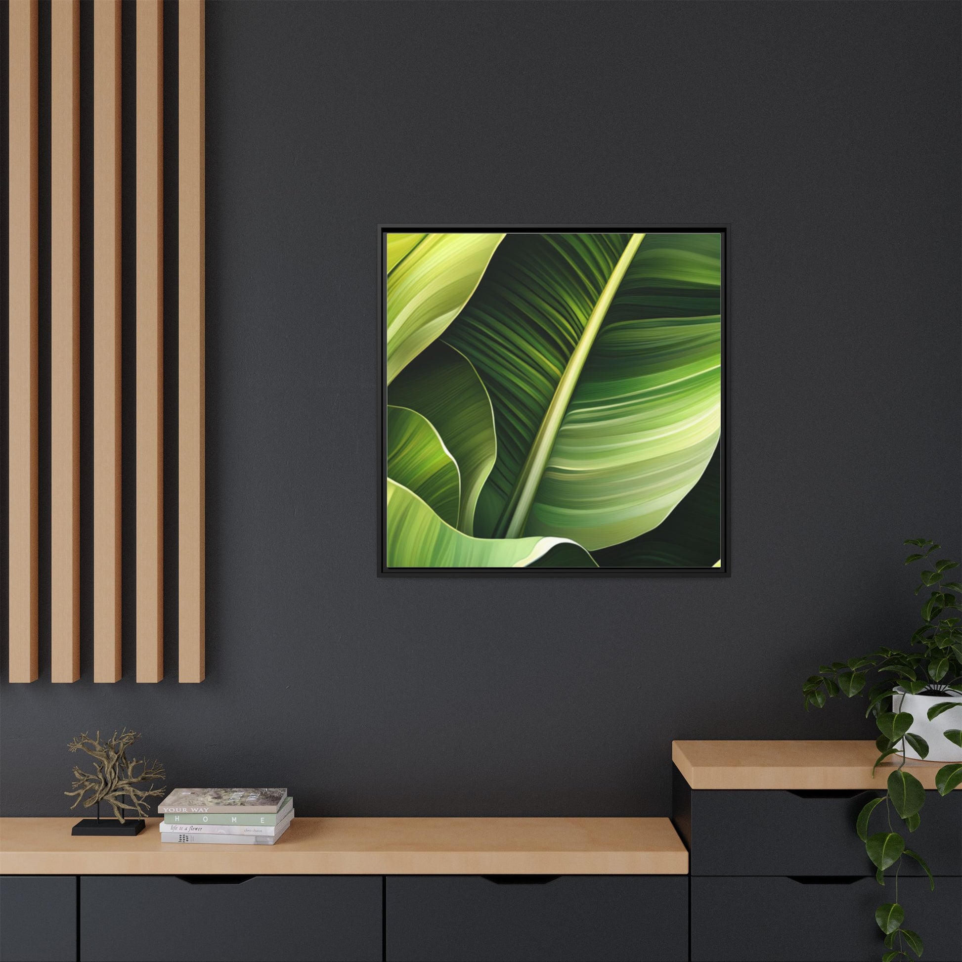 Framed Matte Canvas Tropical Leaf