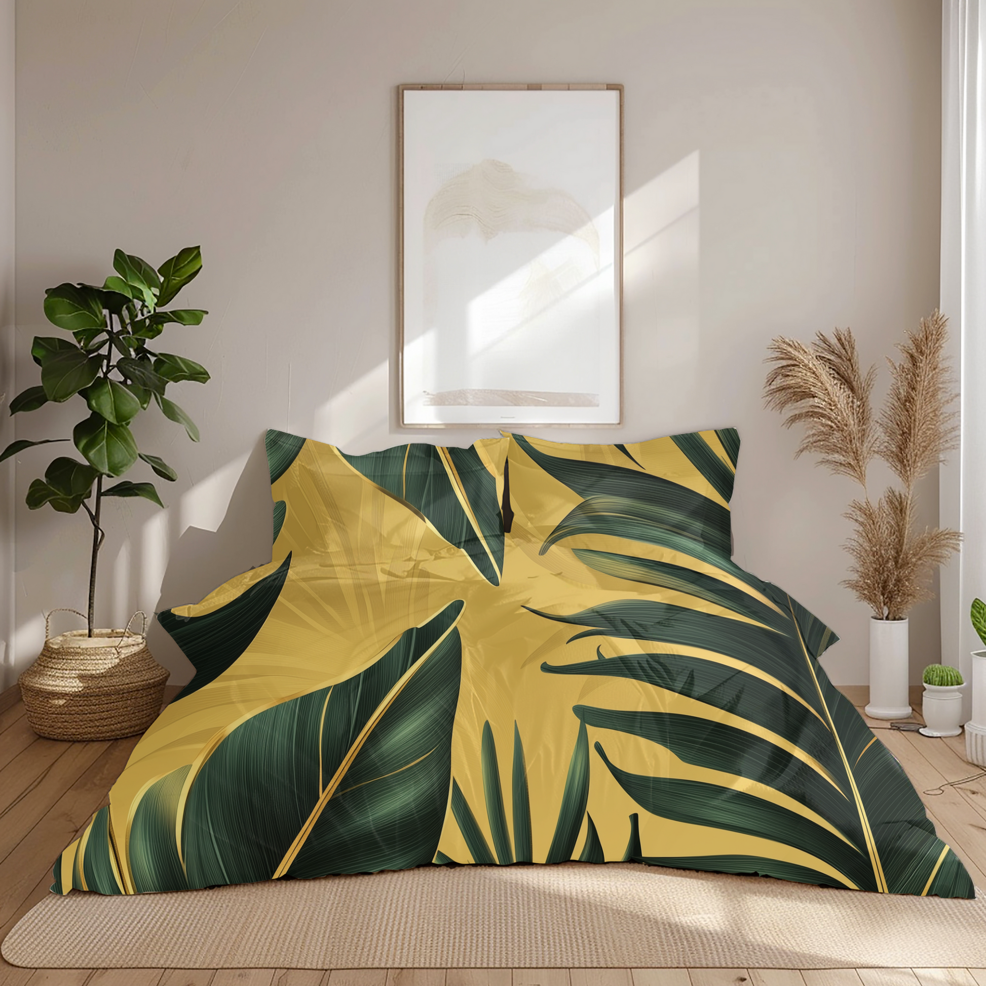 "Sunlight Palm" Sateen Duvet