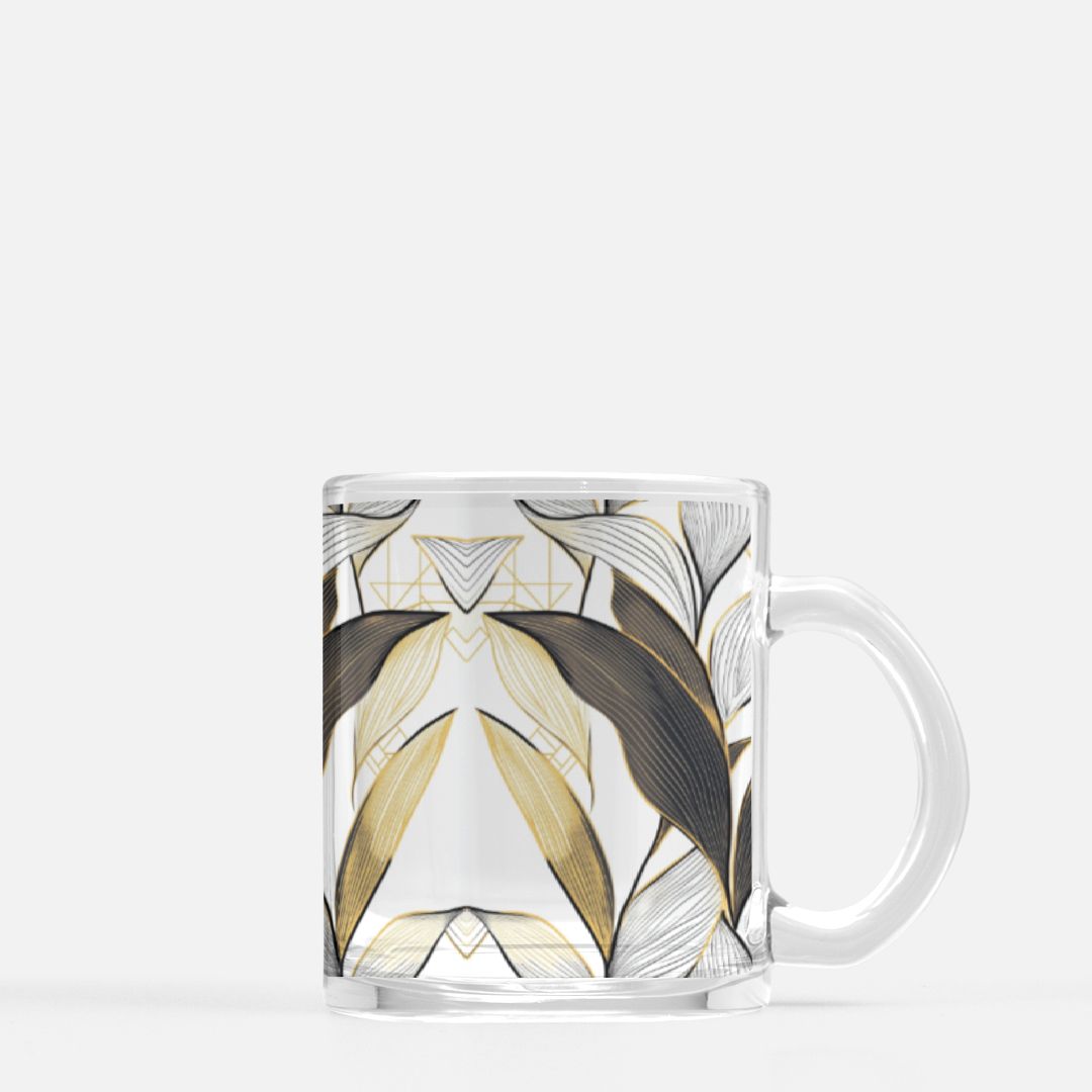 "Leaf Deco" Glass Mug