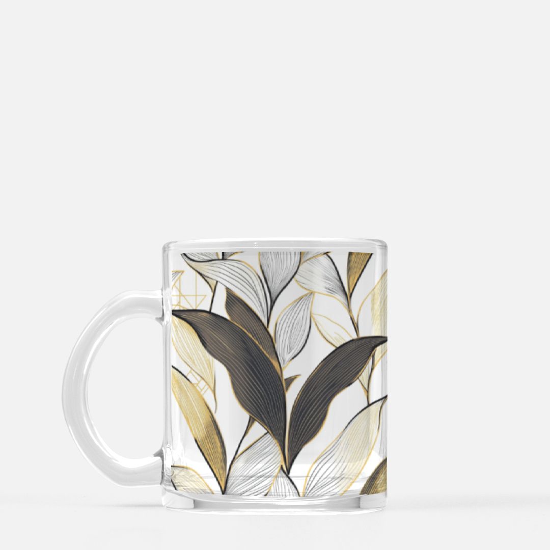 "Leaf Deco" Glass Mug